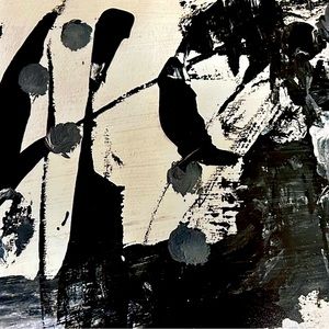 Orig Abstract Art Print Jan Perez 8inchX8inch Print “SoCal Beaches” B & W